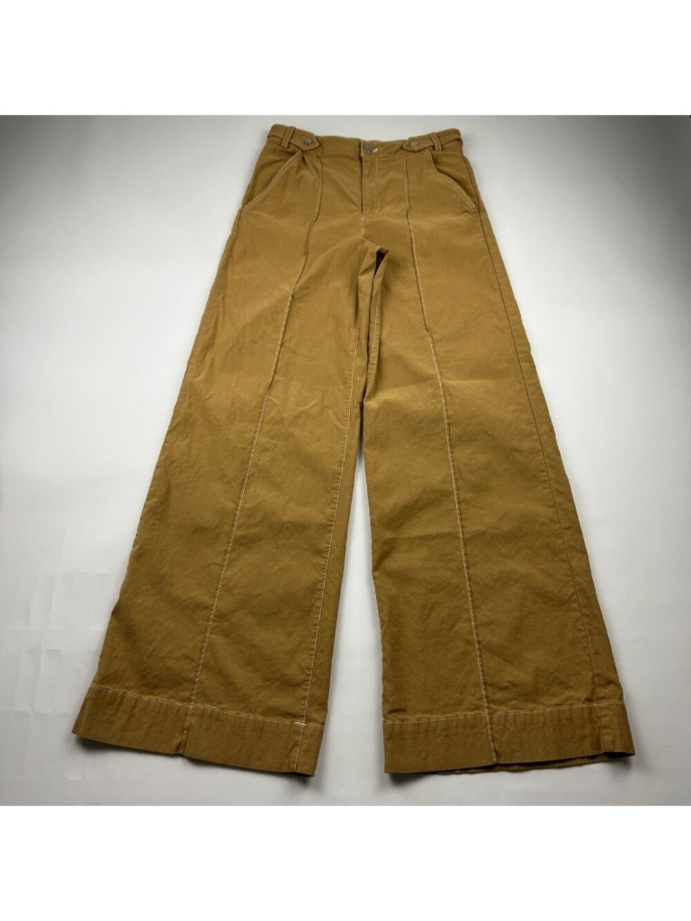 MAEVE Camel Cotton Canvas High Rise Wide Leg Trouser Pant US 6